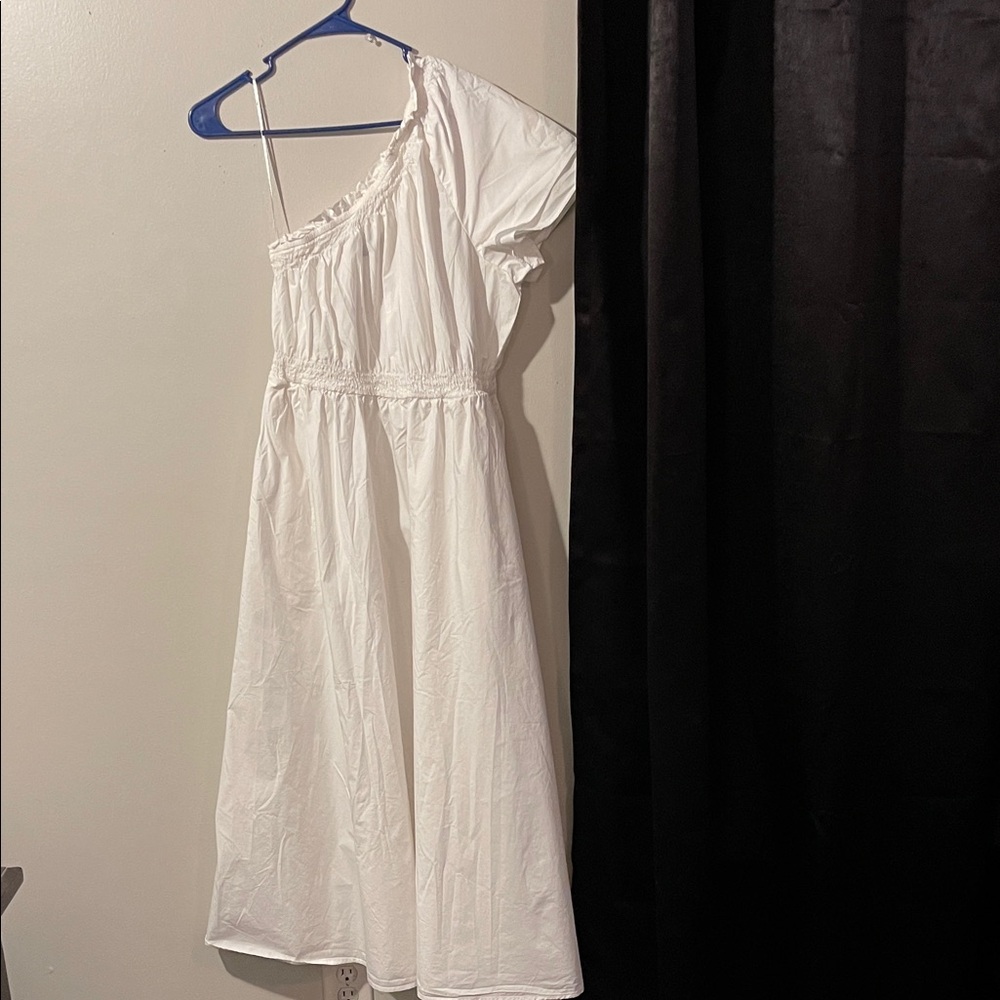 J. Crew Chic White One-Shoulder Dress